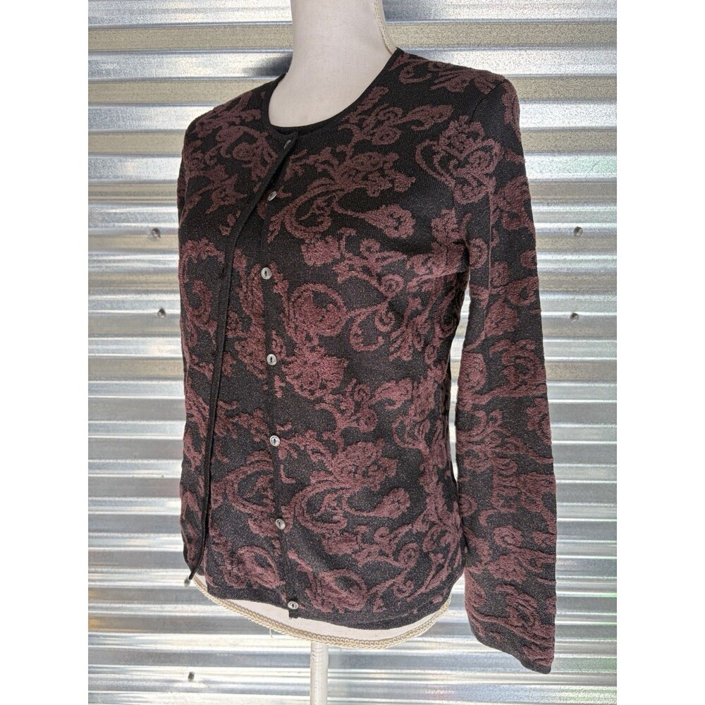 Jones New York Collection Jacquard Print 2 Piece Tank Cardigan Set S/M